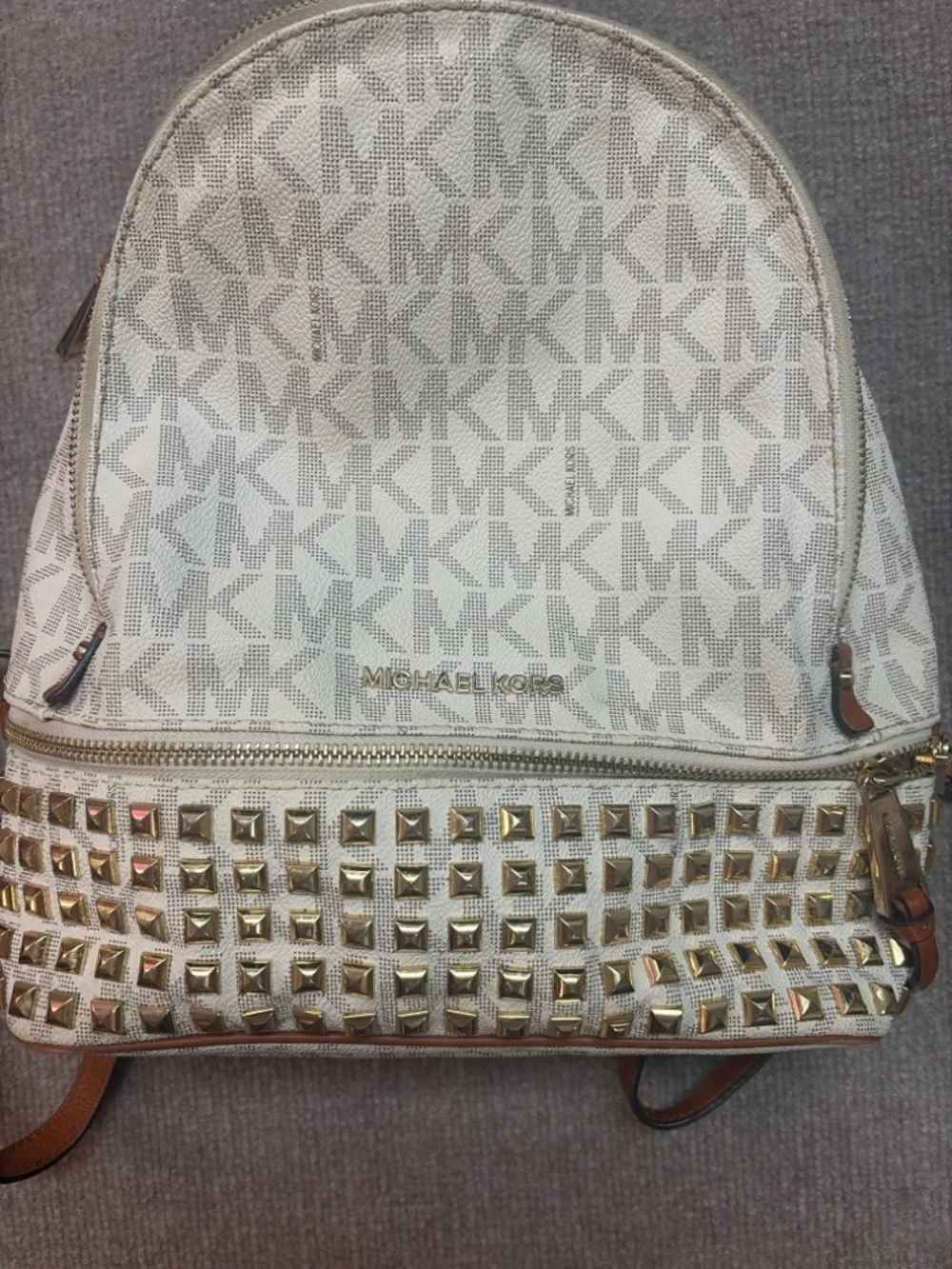 Michael Kors Studded Mini BackpackSignature Vanilla Gold Studs Small Backpack